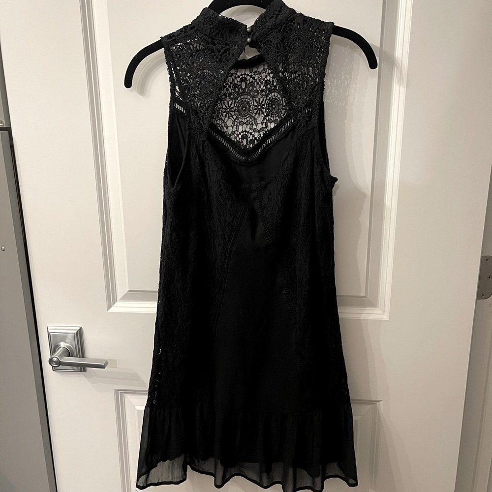 Black Lace High-neck Dress